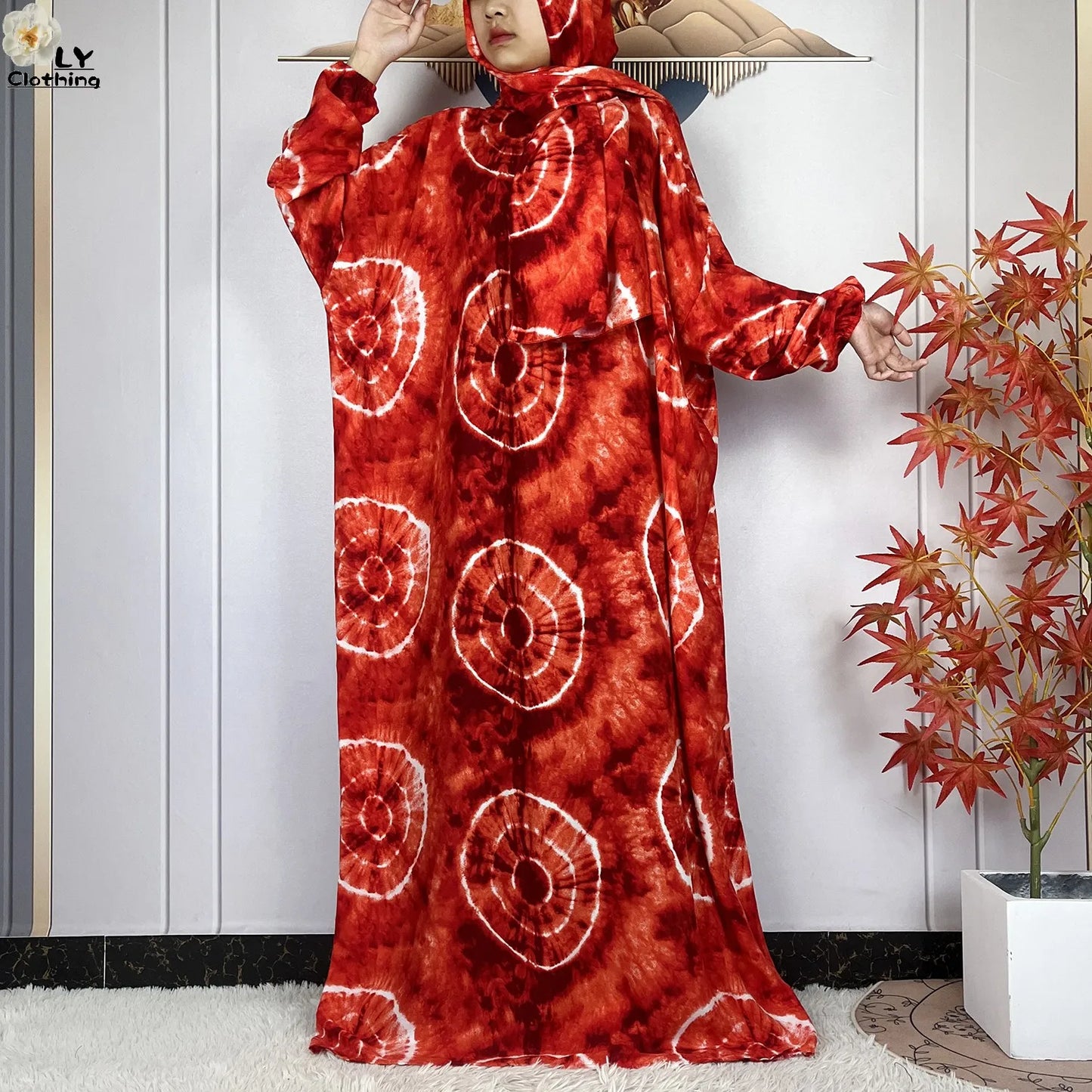 New Muslim Long Sleeved Cotton For Women Ramadan Prayer Turkey Middle East Femme Robe Floral Loose African Abaya Dress Scarfs