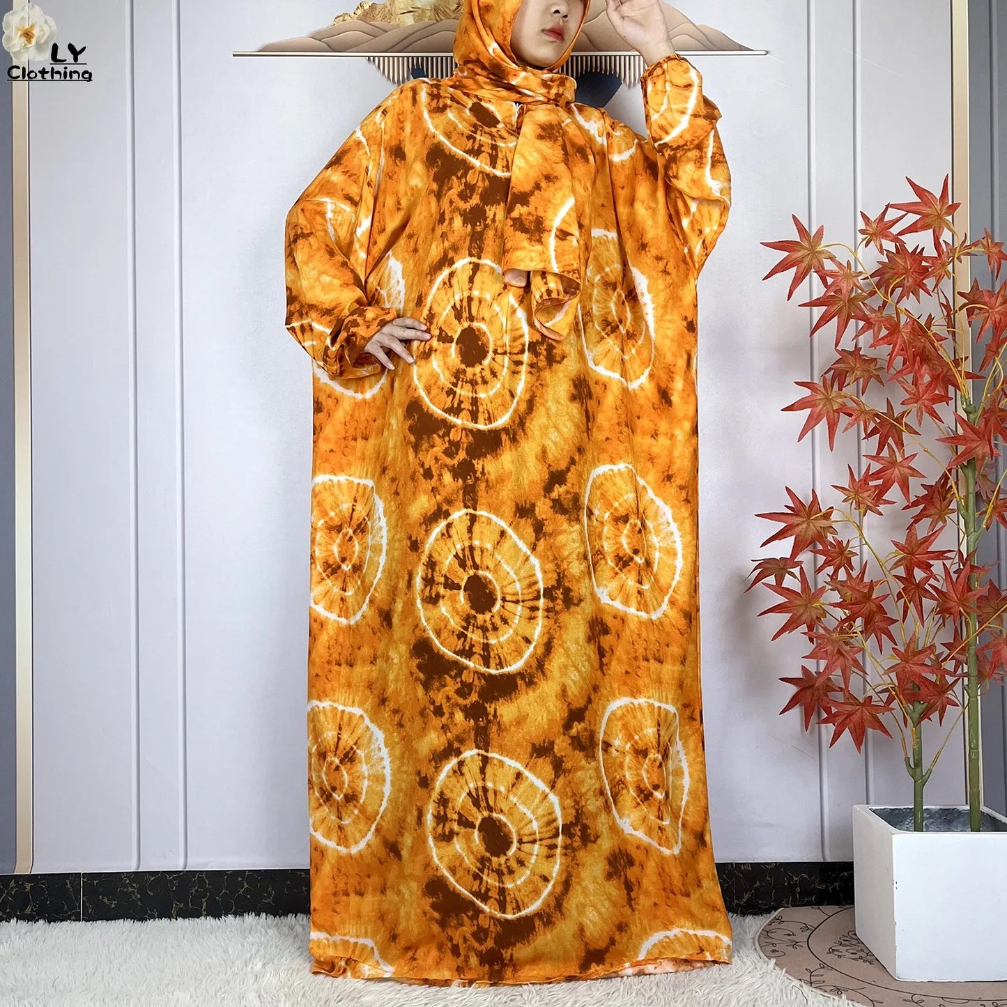 New Muslim Long Sleeved Cotton For Women Ramadan Prayer Turkey Middle East Femme Robe Floral Loose African Abaya Dress Scarfs