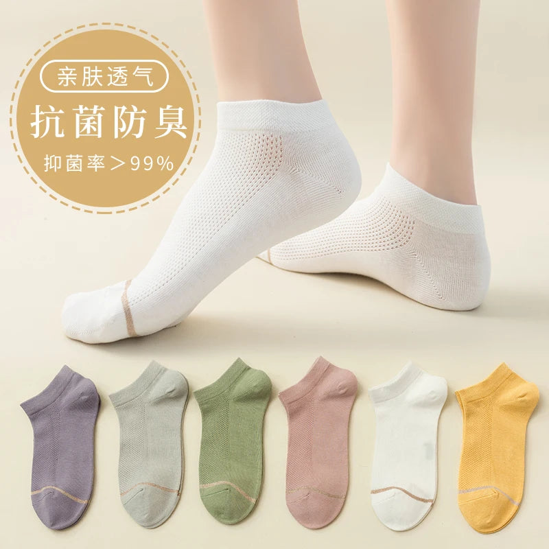 5 Pairs Letter Print Socks Comfy & Breathable Sports Short Socks Women's Stockings & Hosiery Soft & Comfy All-match Short Socks